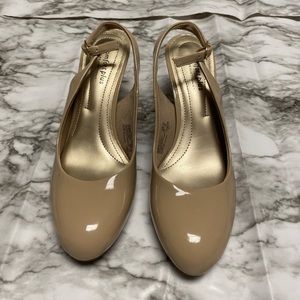 Beige Comfort Plus Heels W/ Buckle